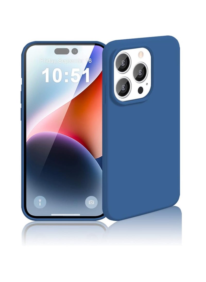 Generic - iPhone 14 Pro Max Silicone Case Blue,Liquid Silicone Case, Full Body Protective Cover, Shockproof, Slim Phone Case, Anti-Scratch Soft Microfiber Lining, 6.7 inch - Image 1