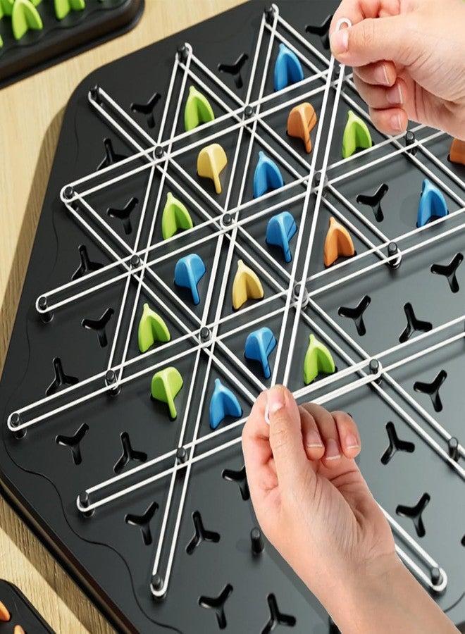 RASOFAB Zwerlin Chain Triangle Chess Game Board Games for Kids Adults Family Fun Night Chess Set Triangle Rubber Band Game Chain Board Chess Puzzle Interactive Brain Teaser Game 2 to 4 Players - Image 2
