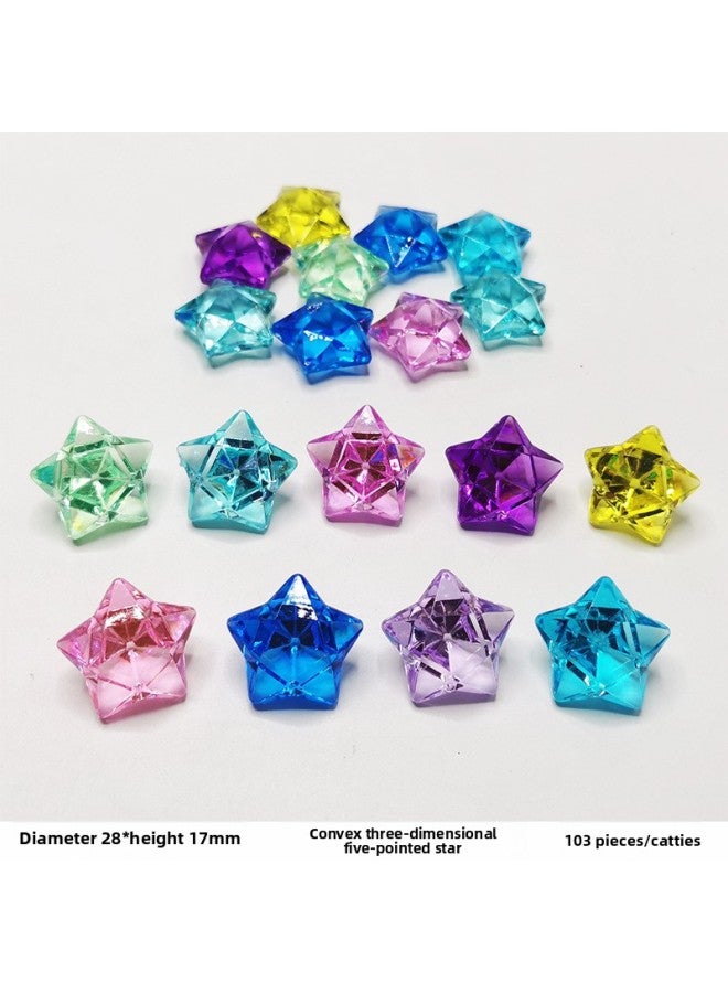 Color Spinning Top Children's Toy Set 3A Acrylic Healthy Durable Material Cartoon Animal Handmade Jewelry-Color:Convex Three-dimensional Five-pointed Star (103 PCs/kg) - Image 1