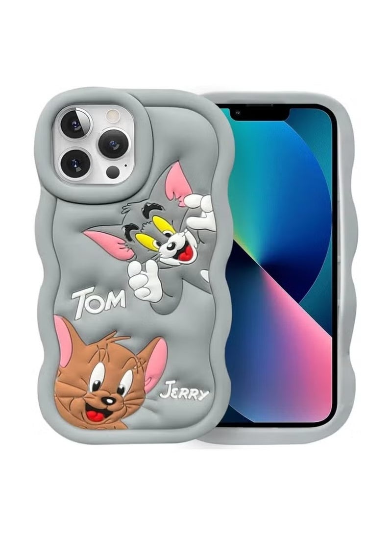 IAF For iPhone 16 Pro Max Cover Case with Camera Protection Cute 3D Soft Silicone Protective Design Cartoon Back Cover Silicone Grey  - Image 1