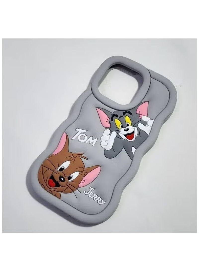 IAF For iPhone 16 Pro Max Cover Case with Camera Protection Cute 3D Soft Silicone Protective Design Cartoon Back Cover Silicone Grey  - Image 4