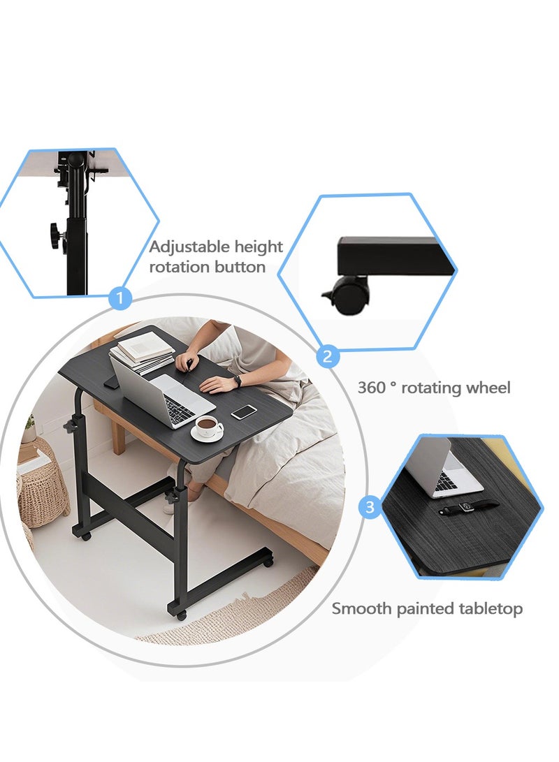 Yolu Adjustable Home Office Desk,Portable Bedside Laptop Table, Height-Adjustable Study Computer Desk for Small Spaces, Movable Sofa Side Table on Wheels - Image 3