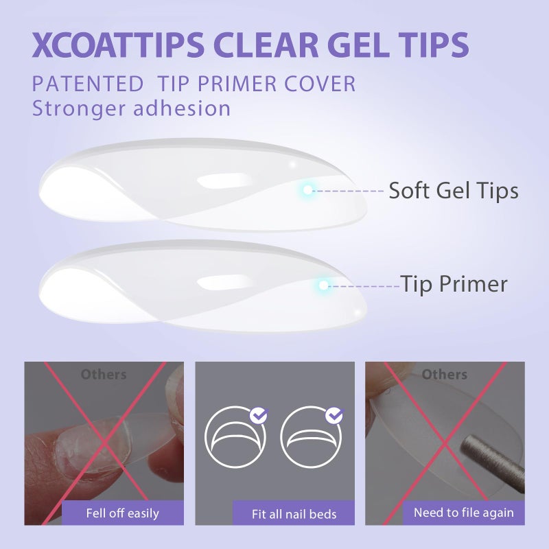 BTArtbox Extra Short Almond Nail Tips - BTArtbox Clear Gel Nail Tips Natural with Tip Primer Cover, Pre-shaped Full Matte Oval Gel Press On Nails Clear Soft Fake Nails for Daily Nail Art - Image 2