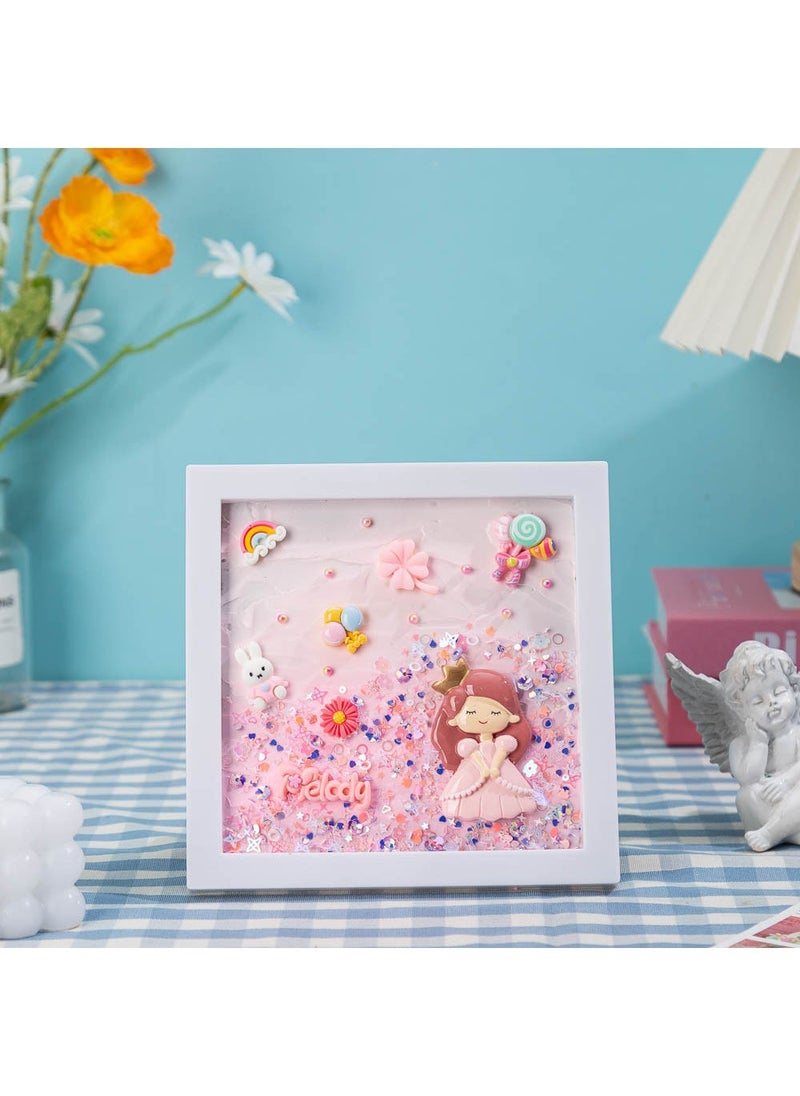 DIY handmade texture painting 3D stereo picture frame painting graffiti painting group building puzzle creative gift homemade 3D picture frame painting ❤Pink girl * 17.5 full set of material bag color box 17.5 