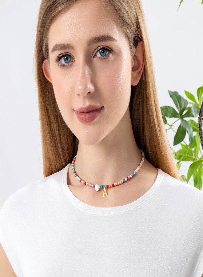 JUNYANGY Initial Necklaces for Women,Colorful Beaded Choker Necklaces for Teen Girl Gifts Bohemian Letter Choker Necklace Jewelry for Teen Girls Birthday Gifts(Colorful-A) - Image 4