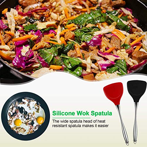 Baskety Spatula Set Heat Resistant Silicone and Stainless Steel - Turner Spatulas Rubber Grip - Flexible Silicone Spatulas for Non Stick Cookware - Pancake Turners Egg Flippers Mix Pack of 2 - Image 5