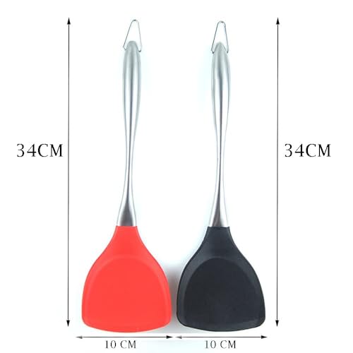Baskety Spatula Set Heat Resistant Silicone and Stainless Steel - Turner Spatulas Rubber Grip - Flexible Silicone Spatulas for Non Stick Cookware - Pancake Turners Egg Flippers Mix Pack of 2 - Image 2