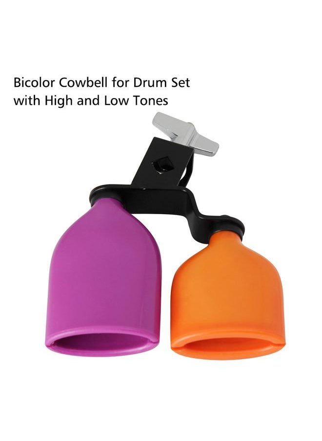 Thoraya - Bicolor Cowbell for Drum Set High and Low Tones Midium Size Double Mounted Bell Kit Percussion Instruments - Image 1