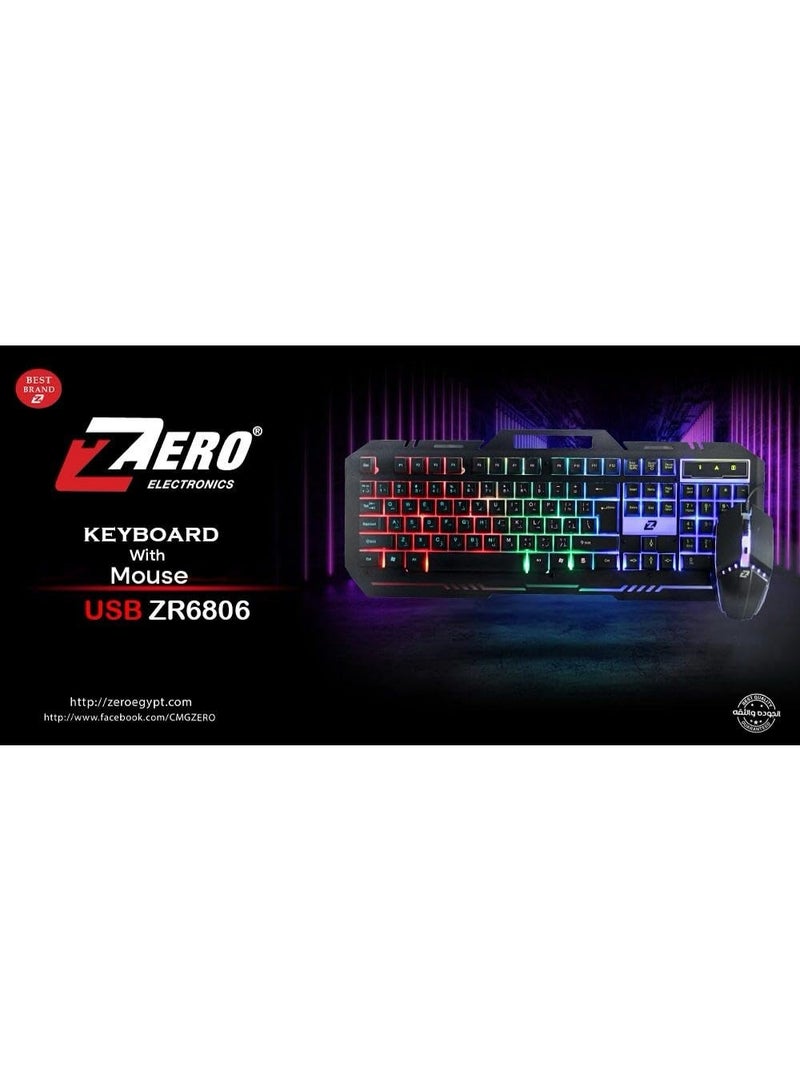Zero ZR-6806 Wired Keyboard and Mouse Combo, High-Quality Wideband Keyboard (Black) - Image 2
