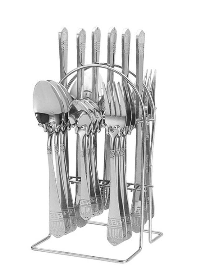 إن كي أكس مجموعة أدوات مائدة غربية من الفولاذ المقاوم للصدأ مكونة من 24 قطعة مع سكين وشوكة وملعقة في صندوق معلق - Image 1