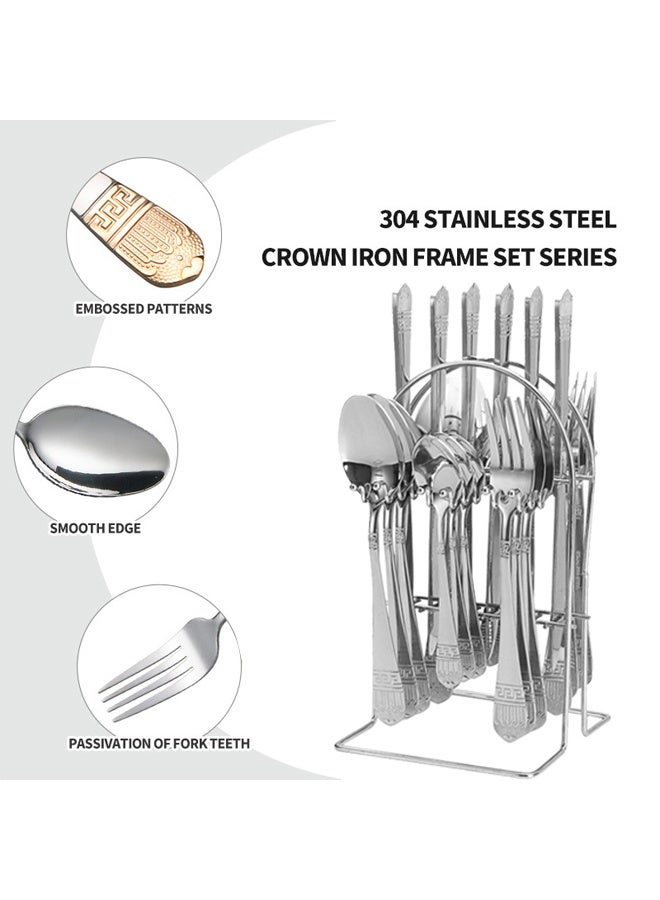 إن كي أكس مجموعة أدوات مائدة غربية من الفولاذ المقاوم للصدأ مكونة من 24 قطعة مع سكين وشوكة وملعقة في صندوق معلق - Image 2