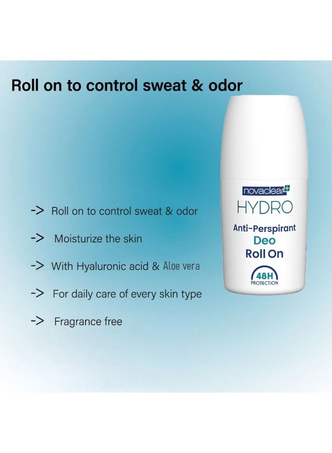 novaclear Hydro Anti-Perspirant Deo Roll-On With Hyaluronic Acid And Aloe Vera 50 ML - Image 2