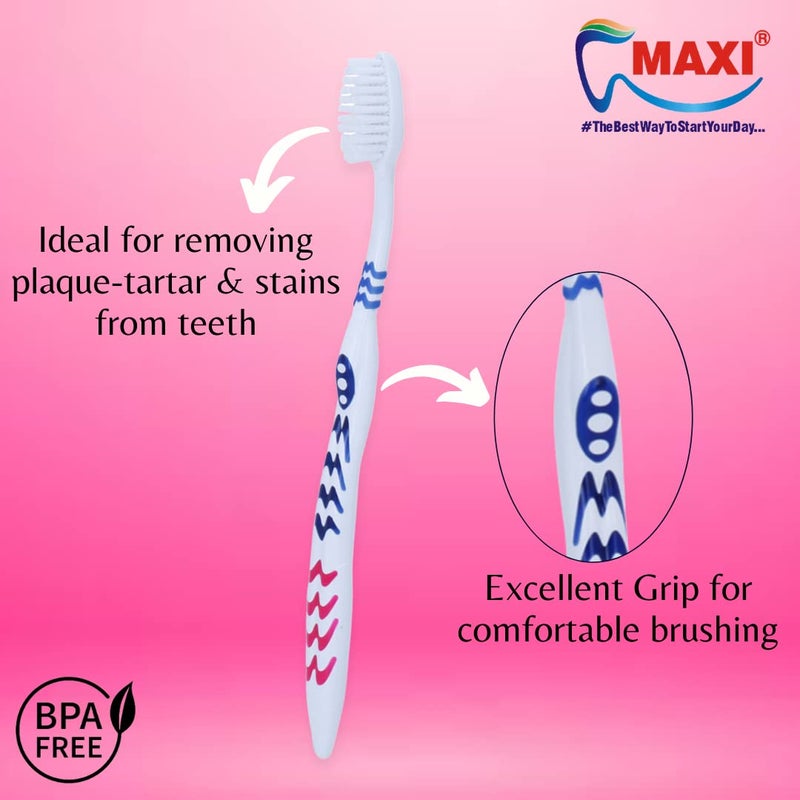 MAXI Adult Oral Care Combo Of 4-2 Mango Hard Manual Toothbrush & 2 Candy Hard Toothbrush Travel Pack - Image 3