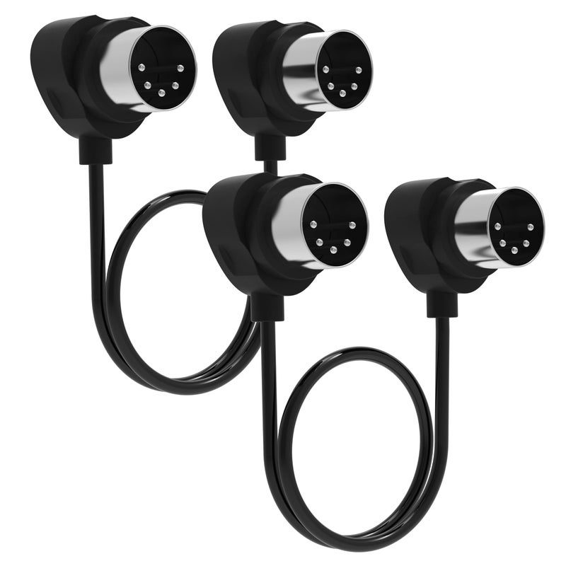 FORE 2-Pack 1-Feet/ 30cm Right-Angle MIDI Cable with Ultra-Small Plugs for Tight Space, 5-Pin Din MIDI Cable Compatible with MIDI Keyboard/Interface/Synthesizer/Guitar Multi Effects/Ideal for Studio - Image 1