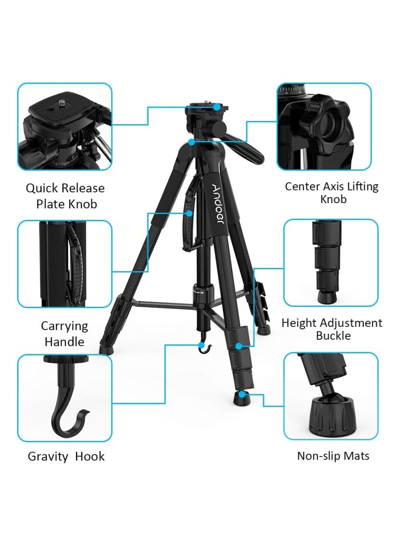 ANDOER Portable Foldable Metal Tripod for Photography, 360 Degree Rotation with Carrying Bag/Black - Image 3