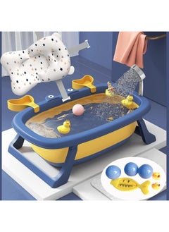 Premify Baby Bathtub Portable With Baby Cushion, Collapsible Toddler Bath Tub For Kids, Foldable Infant Shower Basin, Anti Slip Skid Proof New Born Toddler Bathing Support | Bath Organizers, 0-2 Years  - Image 1
