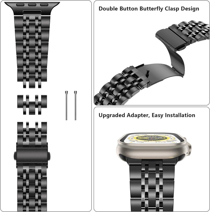 تيسيكار متوافق مع Apple سوار 49mm 46mm 45mm 44mm 42mm 41mm 40mm 38mm, Men Women سوار Solid ستانلس ستيل معدن Bracelet متوافق مع iWatch Ultra 2 Ultra SE Series10 9 8 - Image 5