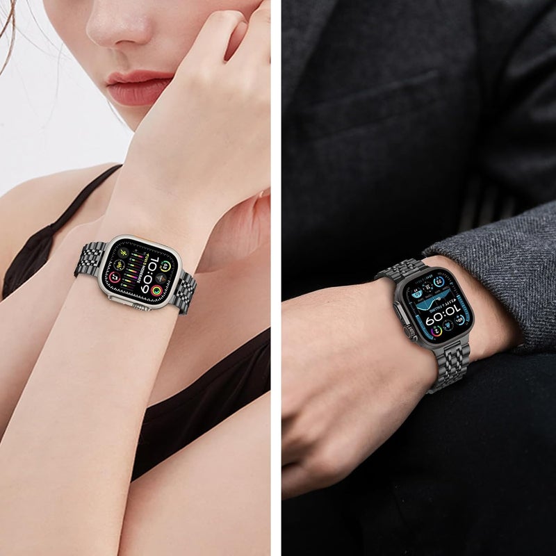 تيسيكار متوافق مع Apple سوار 49mm 46mm 45mm 44mm 42mm 41mm 40mm 38mm, Men Women سوار Solid ستانلس ستيل معدن Bracelet متوافق مع iWatch Ultra 2 Ultra SE Series10 9 8 - Image 4