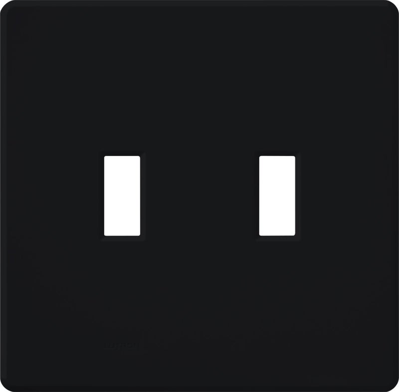 Lutron Fassada 2 Gang Wallplate For Toggle-Style Dimmers And Switches, Fg-2-Bl, Black (1-Pack) - Image 1