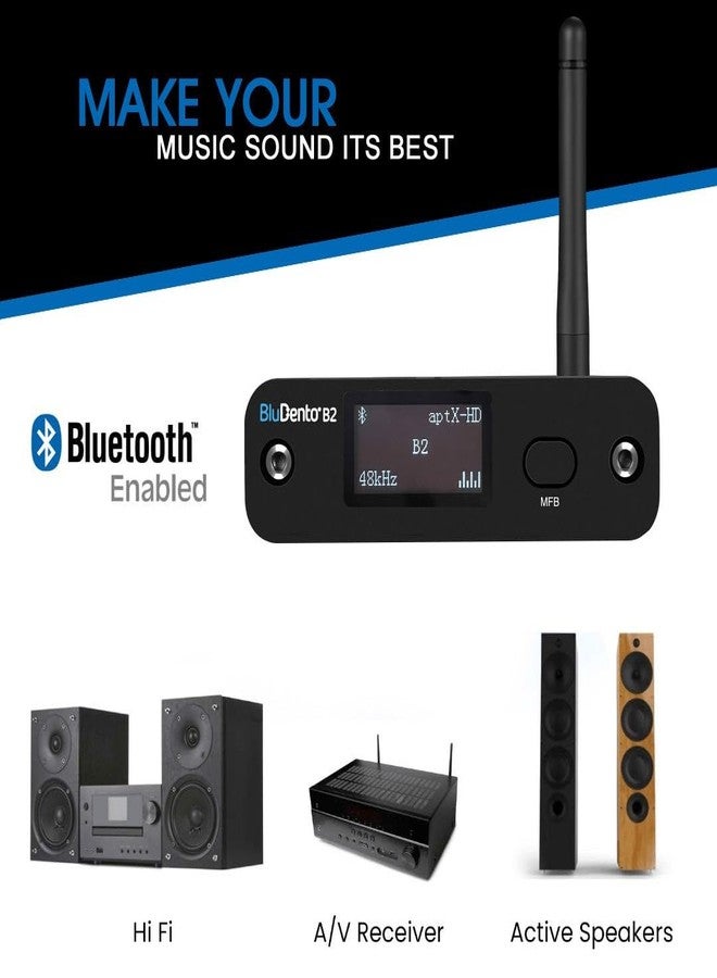 BluDento B2 LDAC/aptX HD Bluetooth 5.1 Hi-Fi Audio Receiver with ESS DAC, OLED Display, Analog RCA, Digital Optical & Coaxial Outputs, Extended Range for Home Stereo - Image 4