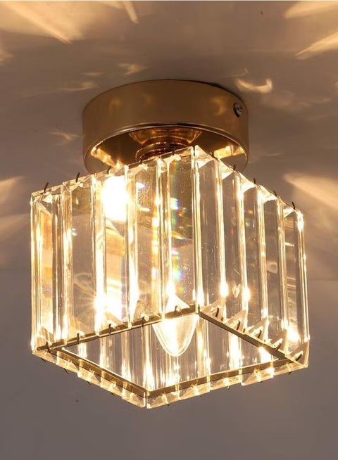Crystal lighting fixtures, modern mini chandelier roof lamps, Crystal semi-flatbed roof lighting fixtures for bedroom, entrance, bathroom, entrance, kitchen (including tricolour adjustable E27 lamps)