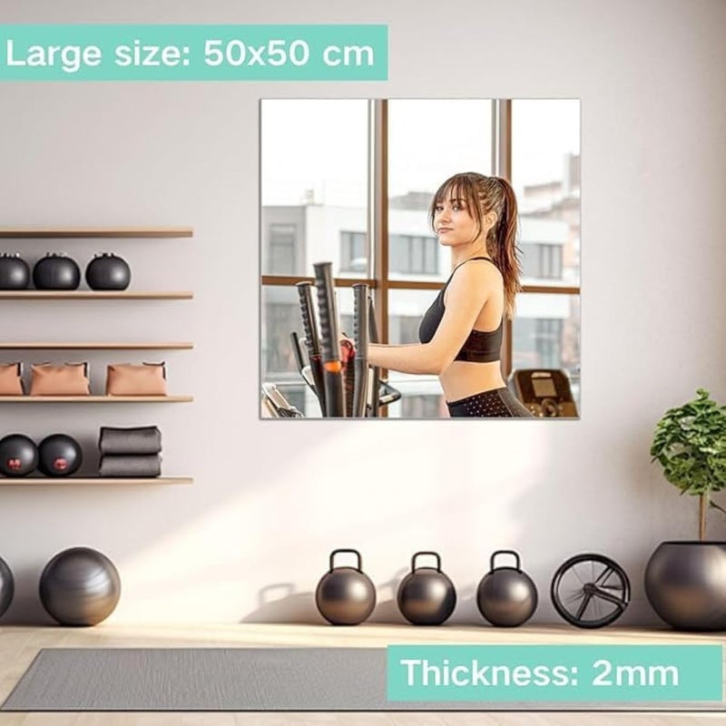 Acrylic Mirror plexiglass Sheet Self Adhesive Wall Mounted Home Décor Non Glass Sticky Mirror Tile Thickness 0.08in (2mm) 50x50cm Square - Image 2