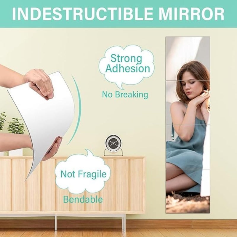 Acrylic Mirror plexiglass Sheet Self Adhesive Wall Mounted Home Décor Non Glass Sticky Mirror Tile Thickness 0.08in (2mm) 50x50cm Square - Image 3