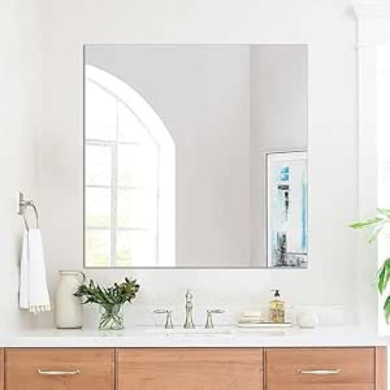 Acrylic Mirror plexiglass Sheet Self Adhesive Wall Mounted Home Décor Non Glass Sticky Mirror Tile Thickness 0.08in (2mm) 50x50cm Square - Image 1
