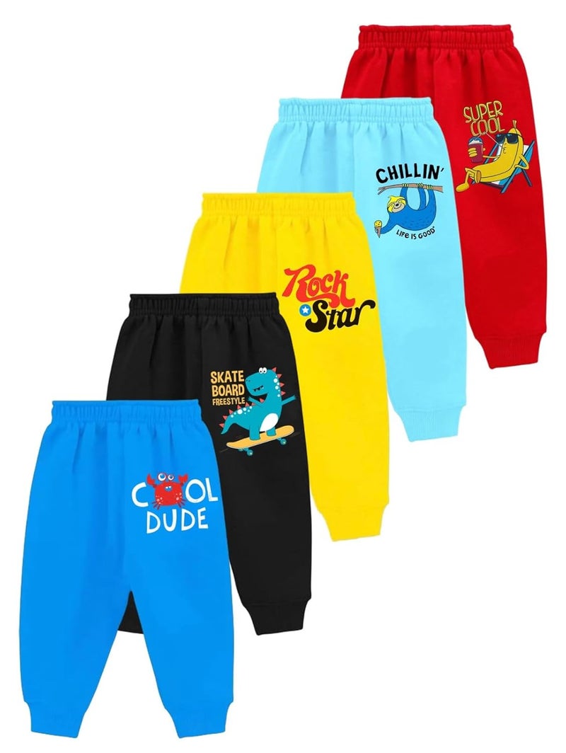 KIDDIFY Store Regular Fit Track Pant For Baby Boys & Girls (Multicolor, Pack of 5) - Image 1