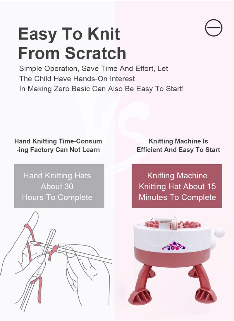 MaBaby - 22 Needles Knitting Machine, Plain/Tube Conversion Keys, Rotating Smart Knit Loom Machine Kits, for Adults and Children Beginners - Image 1