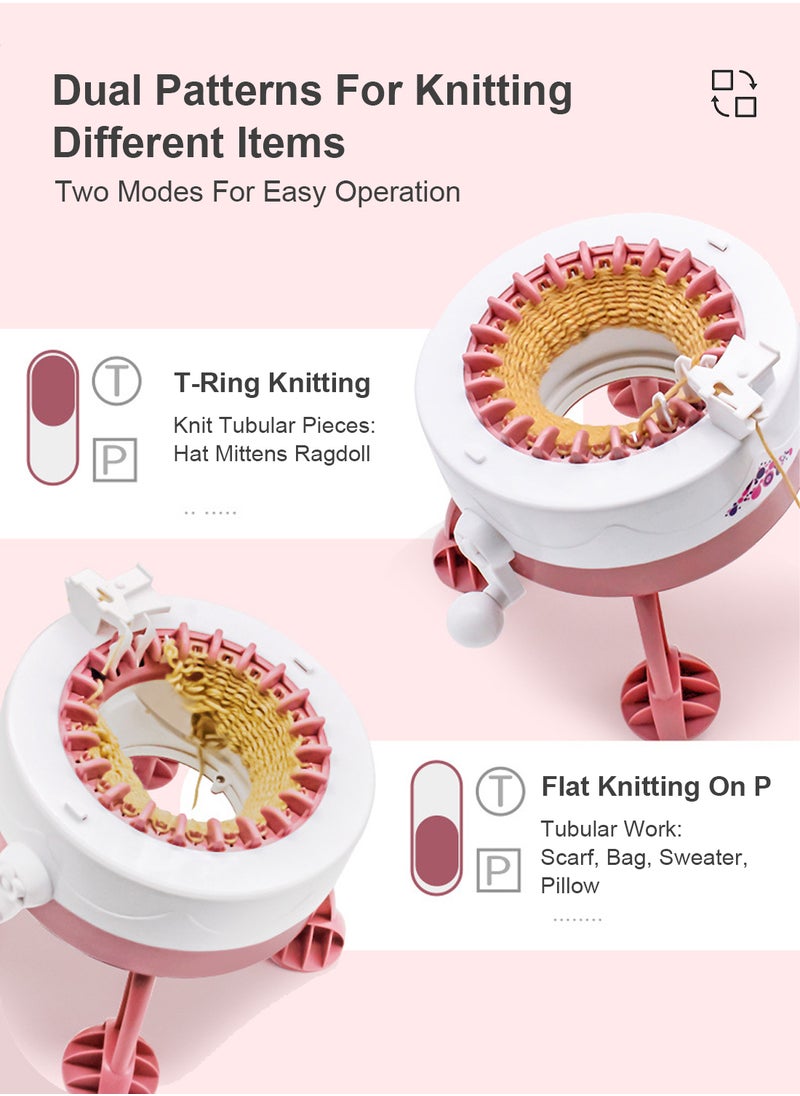MaBaby - 22 Needles Knitting Machine, Plain/Tube Conversion Keys, Rotating Smart Knit Loom Machine Kits, for Adults and Children Beginners - Image 1