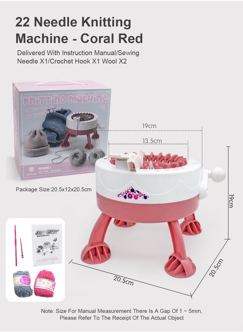 MaBaby - 22 Needles Knitting Machine, Plain/Tube Conversion Keys, Rotating Smart Knit Loom Machine Kits, for Adults and Children Beginners - Image 1
