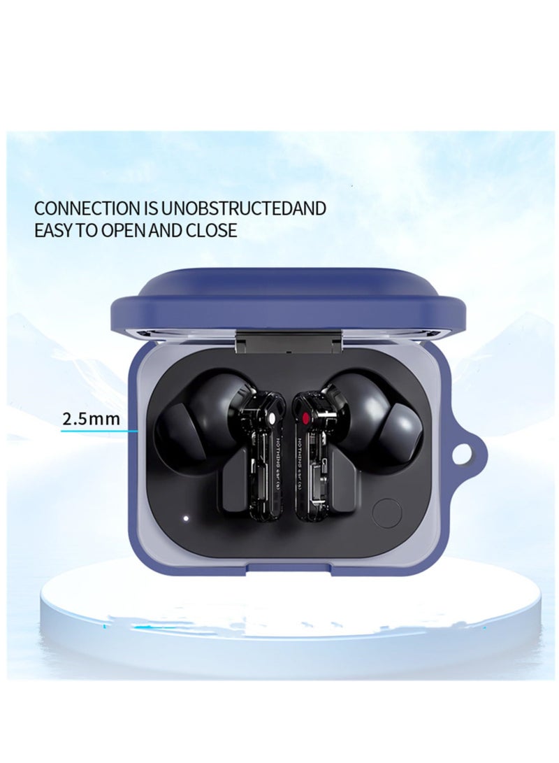 Silicone Case For Nothing Ear (A) Protective Cover with Carabiner (Blue) - Image 3