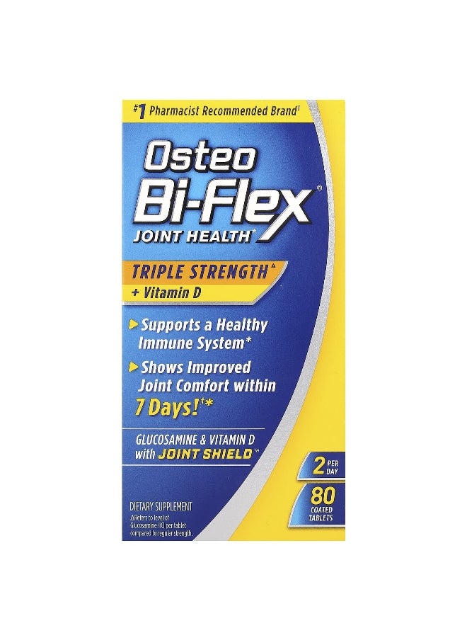Osteo Bi-Flex Osteo Bi-Flex, Joint Health + Vitamin D, Triple Strength, 80 Coated Tablets  - Image 1
