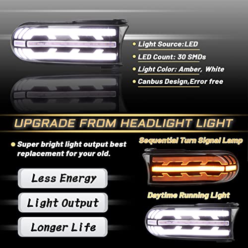 PGTOPONE Smoke Lens Switchback White/Amber LED Front Headlight Compatible with Toyota FJ Cruiser 2007-2021 Accessories Function As Daytime Running Lamp and Turn Signal Light 2 in 2 - Image 3