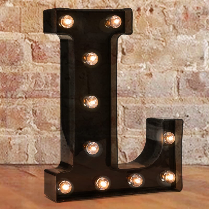 Pooqla Decorative LED Illuminated Letter Marquee Sign  Alphabet Marquee Letters with Lights for Wedding Birthday Party Christmas Night Light Lamp Home Bar Decoration L Black - Image 1