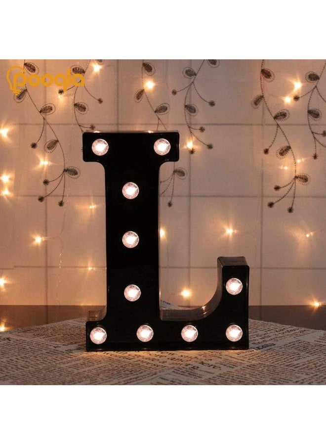 Pooqla Decorative LED Illuminated Letter Marquee Sign  Alphabet Marquee Letters with Lights for Wedding Birthday Party Christmas Night Light Lamp Home Bar Decoration L Black - Image 5