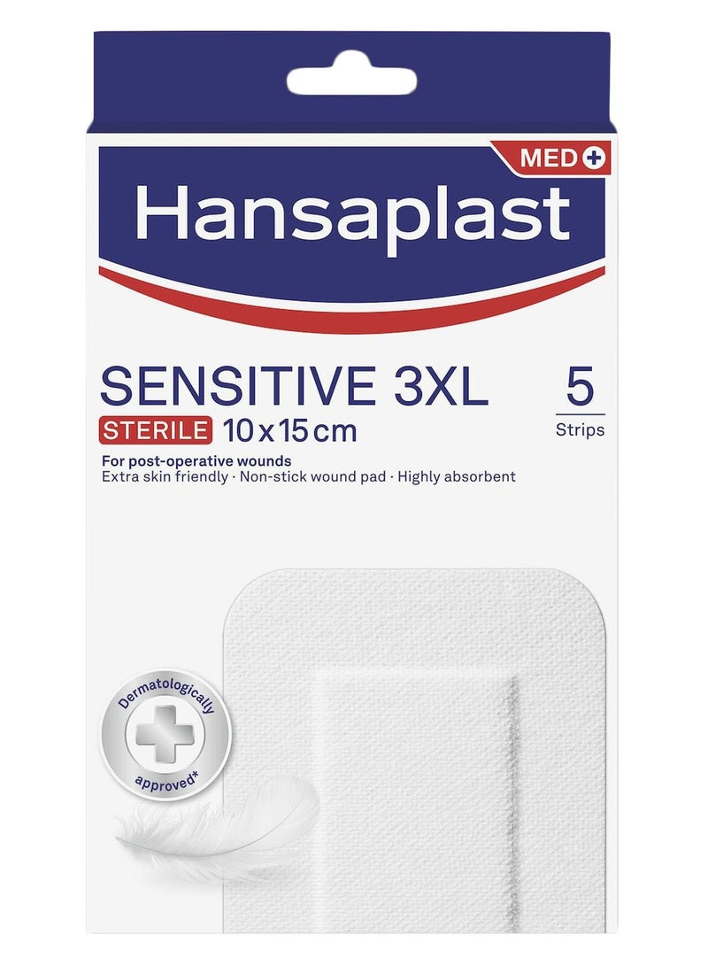 Hansaplast Sensitive 3XL Sterile Nonsticky Compress 5 Strips 