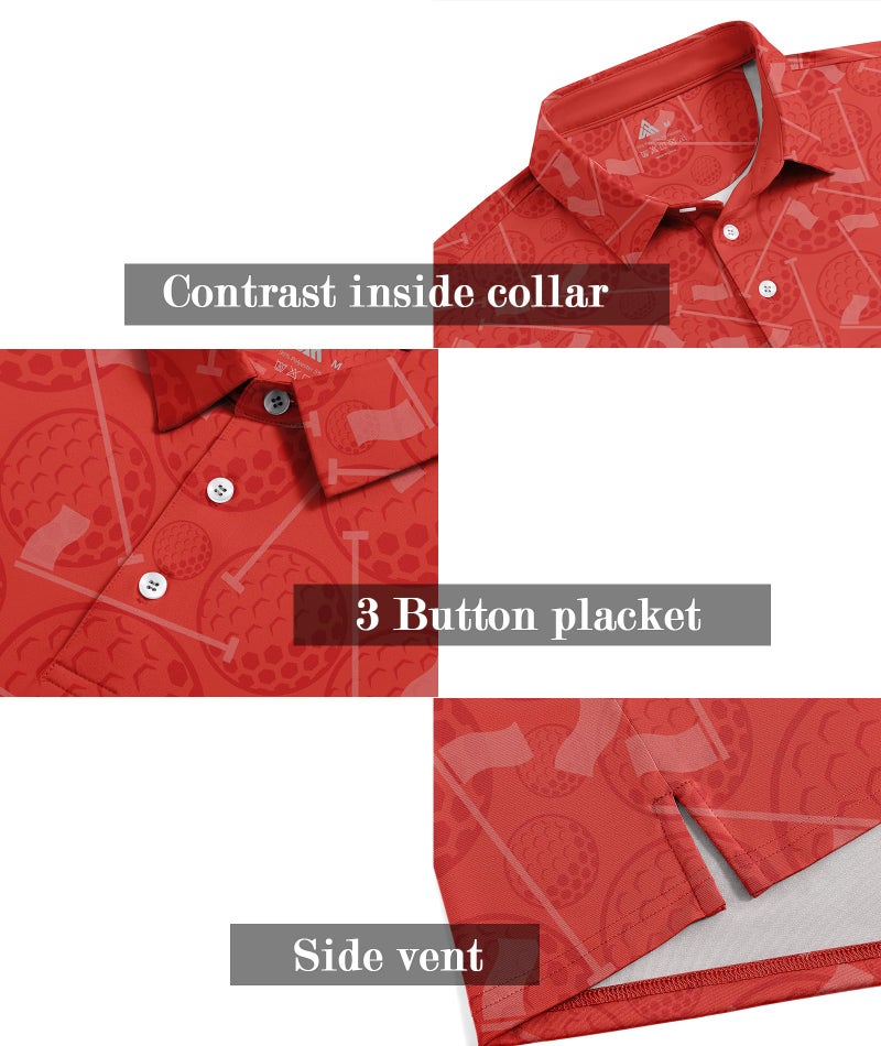 ZITY Men's Golf Shirts Short Sleeve Moisture Wicking Performance Print Patterns Casual Collared Golf Polo Shirt for Men - Image 4