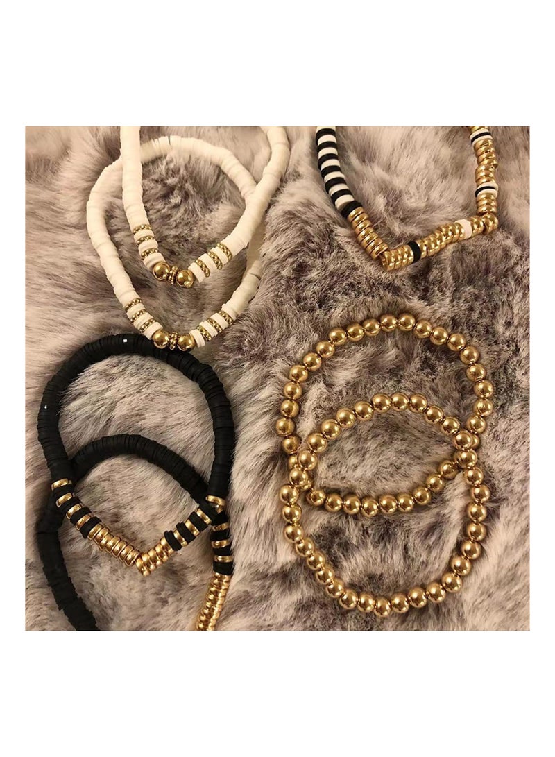 SOLARAE Clay Beads Jewelry Kit, Coffee Bracelets Bead Kit DIY Bracelet Clay Bead Set Handmade Friendship Bracelet Craft Set Arts and Crafts Coffee Bead Kit  for Women  Girl Clay Bracelets Making - Image 2