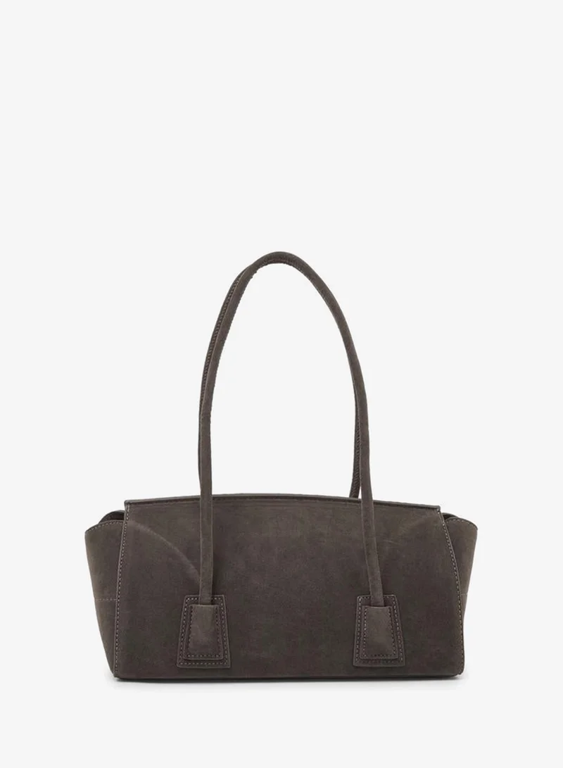 Styli Grey Flap Over Elongated Shoulder Bag