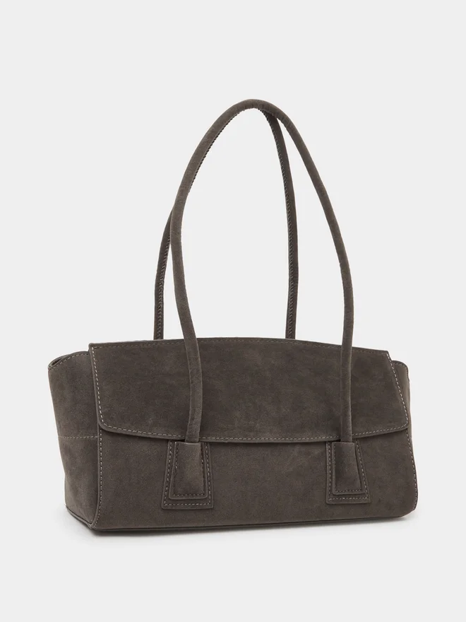 Styli Styli Grey Flap Over Elongated Shoulder Bag