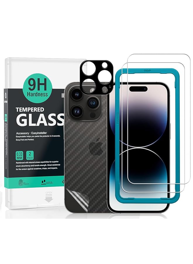 Ibywind Screen Protector Compatible With Iphone 15 Pro Max 5G With 2Pcs Tempered Glass 1Pc Camera Lens Protector 1Pc Backing Carbon Fiber Film Fingerprint Reader Easy To Install - Image 1