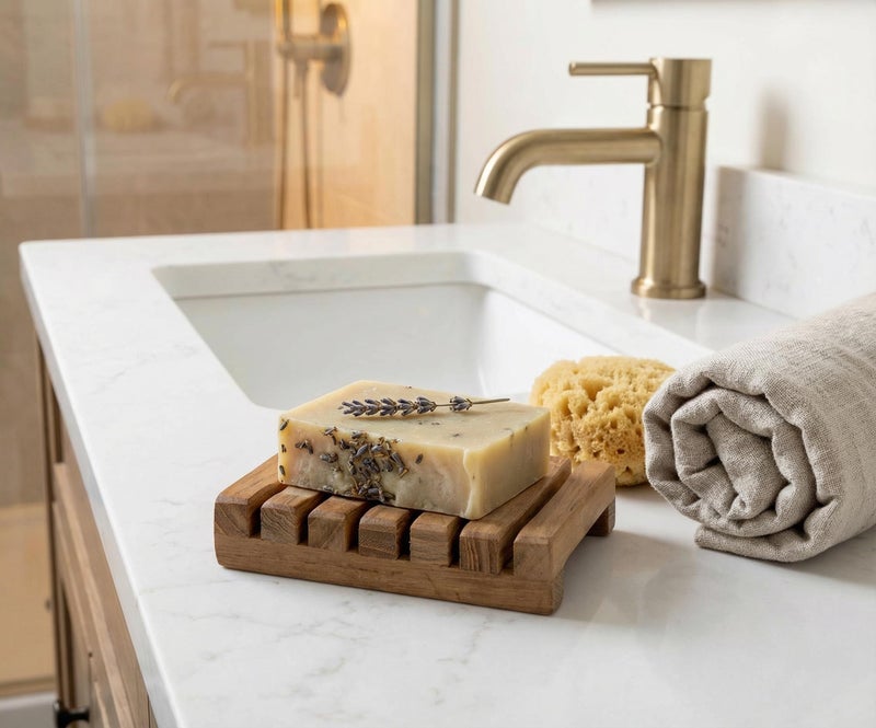 Bare Decor Sudsy Soap Dish, Genuine Teak Wood - Image 3