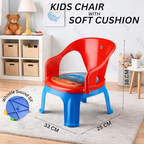 Nabhya Baby Chair,Soft Cushion & Sound Whistle for Kids (38 cm, 33 cm, 25 cm) (Red) - Image 2
