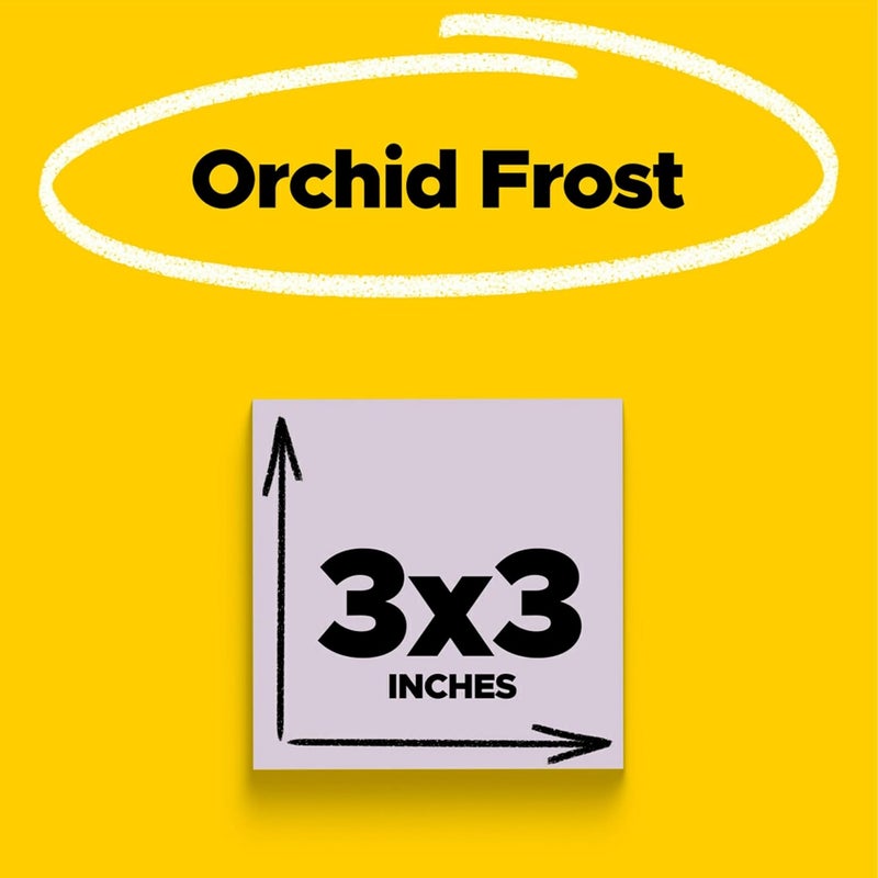 Post It Super Sticky Notes, 5 Sticky Note Pads, 3 x 3 in., School Supplies, Office Products, Sticky Notes for Vertical Surfaces, Monitors, Walls and Windows, Orchid Frost Lavender - Image 2