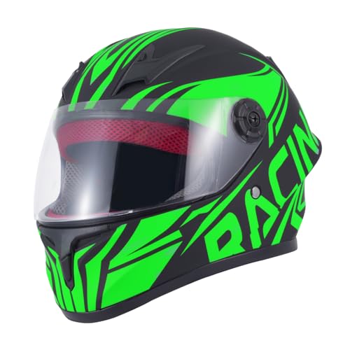 TTMiku Kids Full Face Motorcycle Helmet, Motocross ATV Dirt Bike Go-Kart 4-Wheeler Street Offroad Motorbike Helmet, DOT Approved (Green, Small) - Image 1