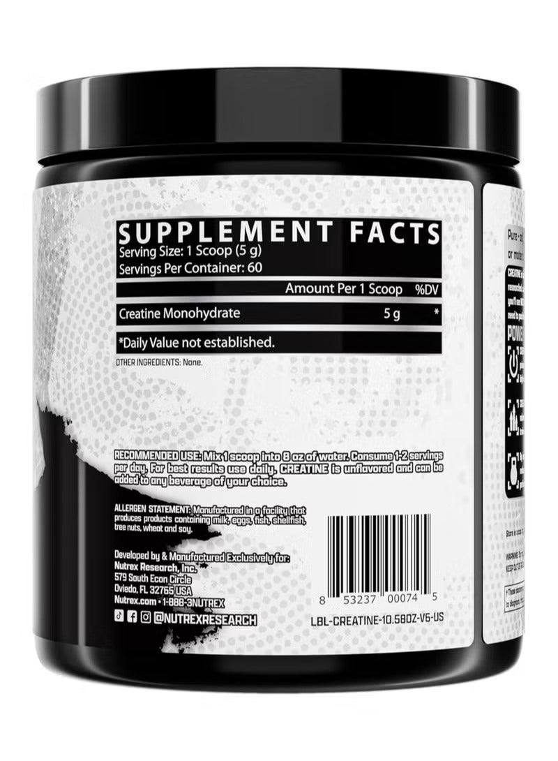 Nutrex Research Creatine Hardcore Muscle Strength Dietary Supplement Unflavored 300g - Image 2