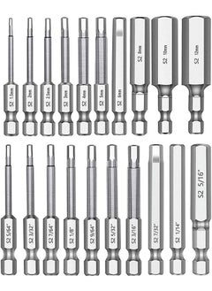 LENND Hex Head Allen Wrench Drill Bit Set 20PC (10pc Metric & 10pc SAE), 2.3" Long 1/4" Diameter Quick Release Shank Magnetic Screwdriver Bit Set for Assembling Furniture  - Image 1