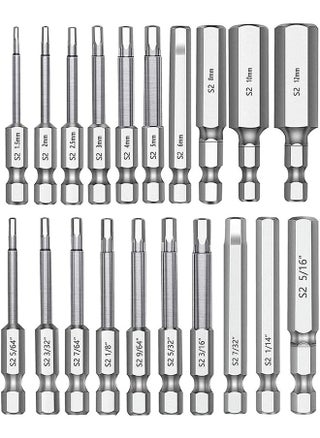 Hex Head Allen Wrench Drill Bit Set 20PC (10pc Metric & 10pc SAE), 2.3" Long 1/4" Diameter Quick Release Shank Magnetic Screwdriver Bit Set for Assembling Furniture - pzsku/ZC63A5E361D5CC25D869DZ/45/1746509691/fb64784d-3a4c-4f0b-87e1-87cd1d630a51